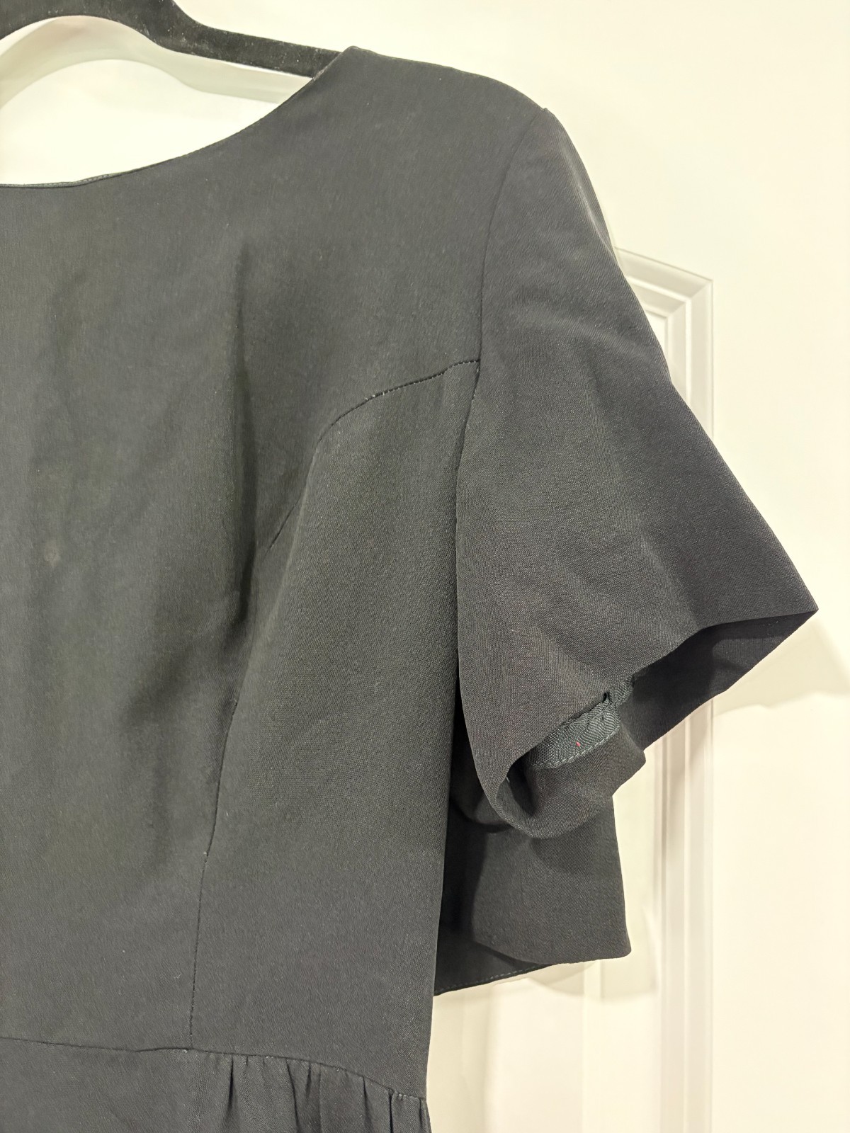 Vintage Black Margot-Barry 1950s-1960s Dress featuring a button-down cape collar