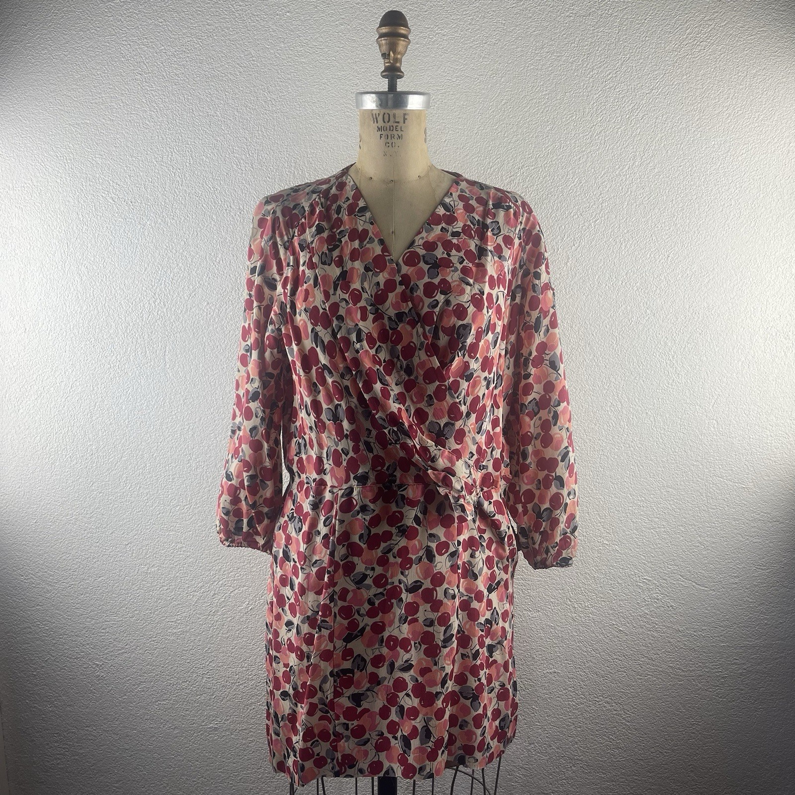 Vintage l 30s L Novelty Cherry Print Rayon Blouse Dress Fabric Remnant Repurpose