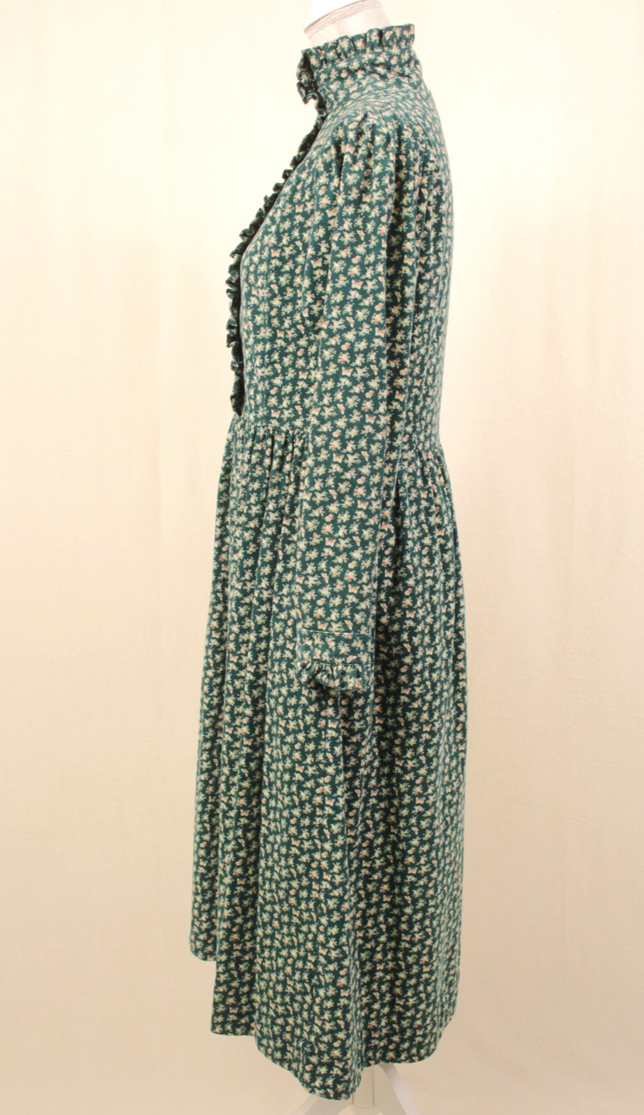 VTG Women’s 80s 90s Green Floral Laura Ashley Corduroy Maxi Dress XS/S