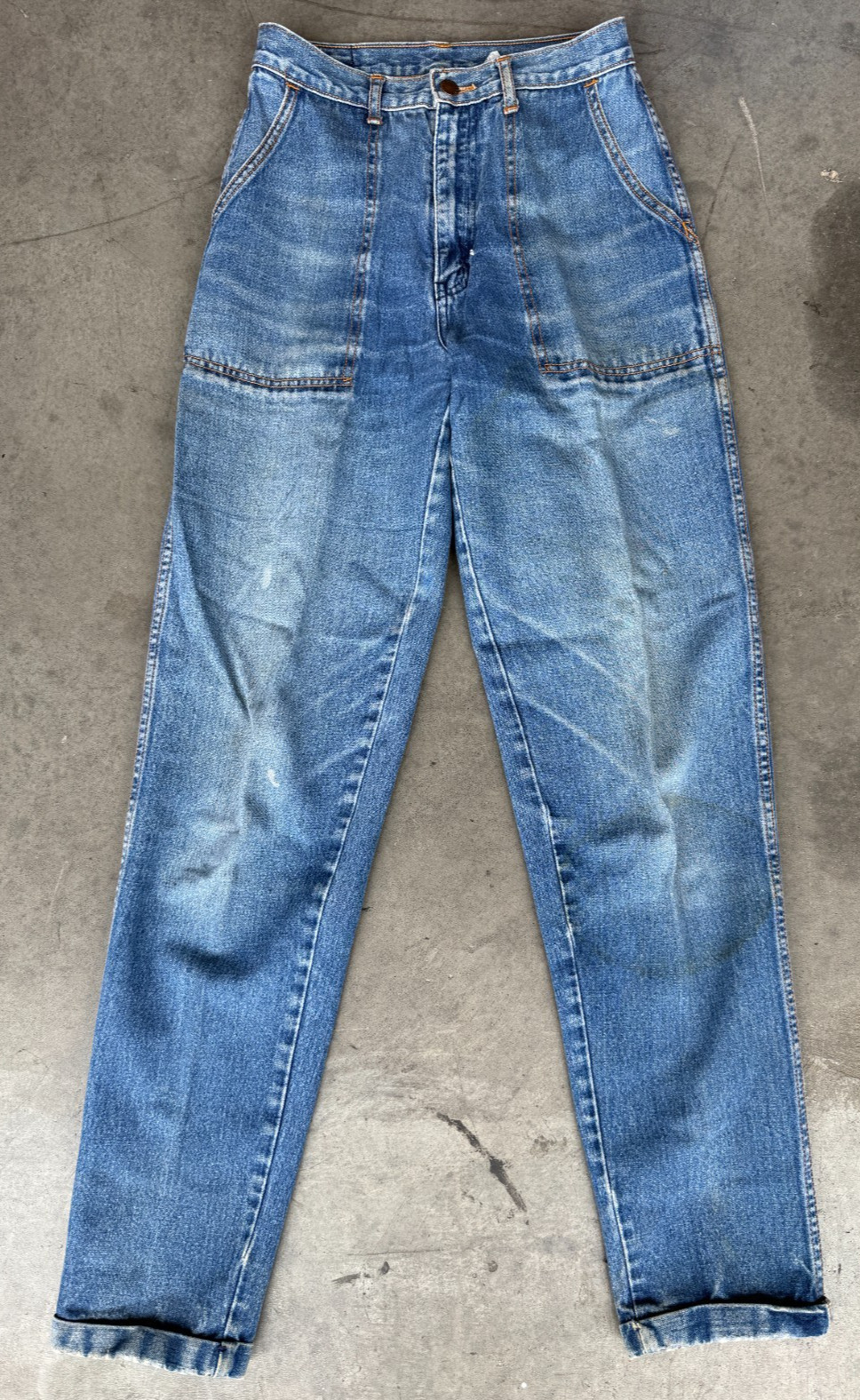 VTG 70’s 80’s Womens Sz 9 (26×32) BRITTANIA Jeans Utility Pants Cuffed Blue