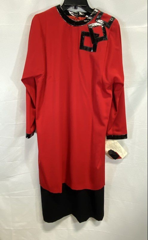Pamela Swift Limited Women’s Red Black Vintage 80s Wool Tunic Dress Sz 12