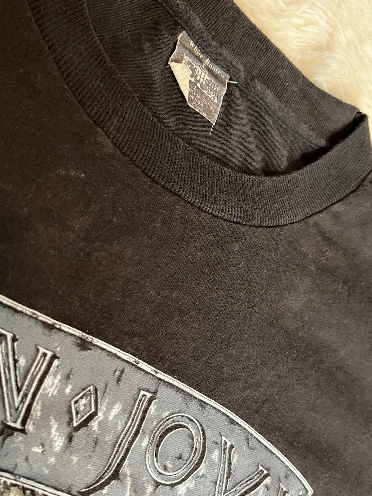 Vintage Bon Jovi T Shirt 1989 New Jersey Beaded Size L Womens Unisex Glam Rock