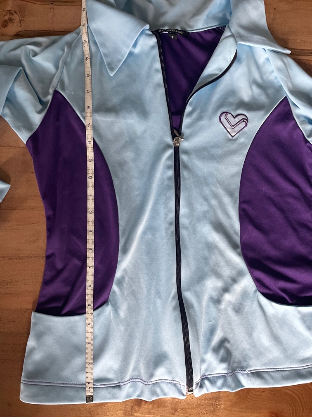 Vintage Dollhouse Jacket Purple & Light Blue Iridescent Heart Club Rave Y2K 90s