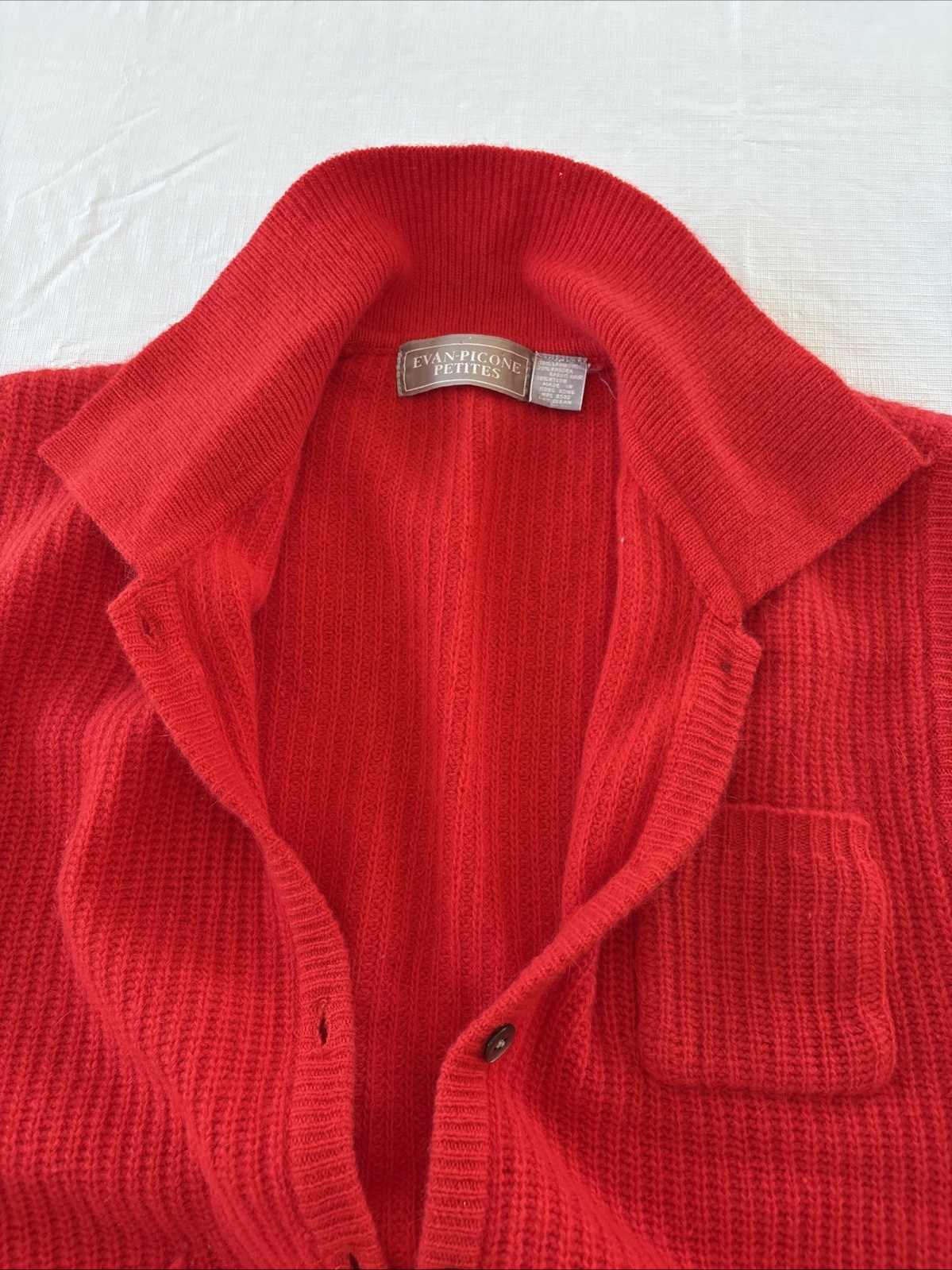 Evan Picone Red Women’s Sweater Vest Wool/Angora Rabbit Hair/nylon VTG Petite S