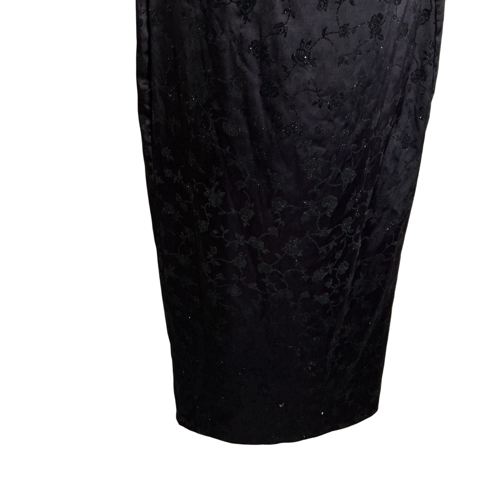 Vintage Byer Too Size 4-6 Black Glitter Floral Maxi Dress 90s Y2K Whimsigoth