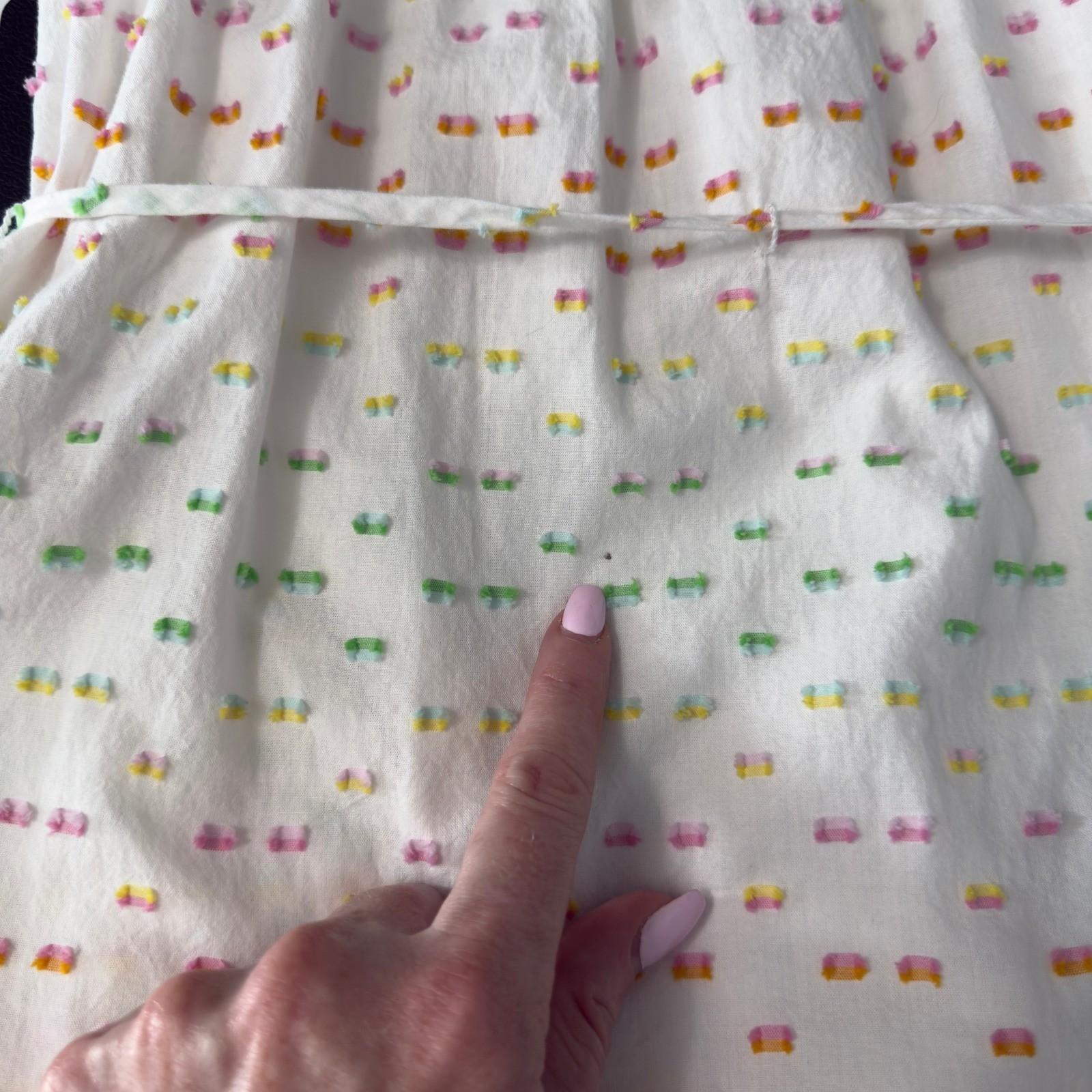 Draper James RSVP White Clip Dot Midi Dress XS Rainbow Tiered Cottagecore
