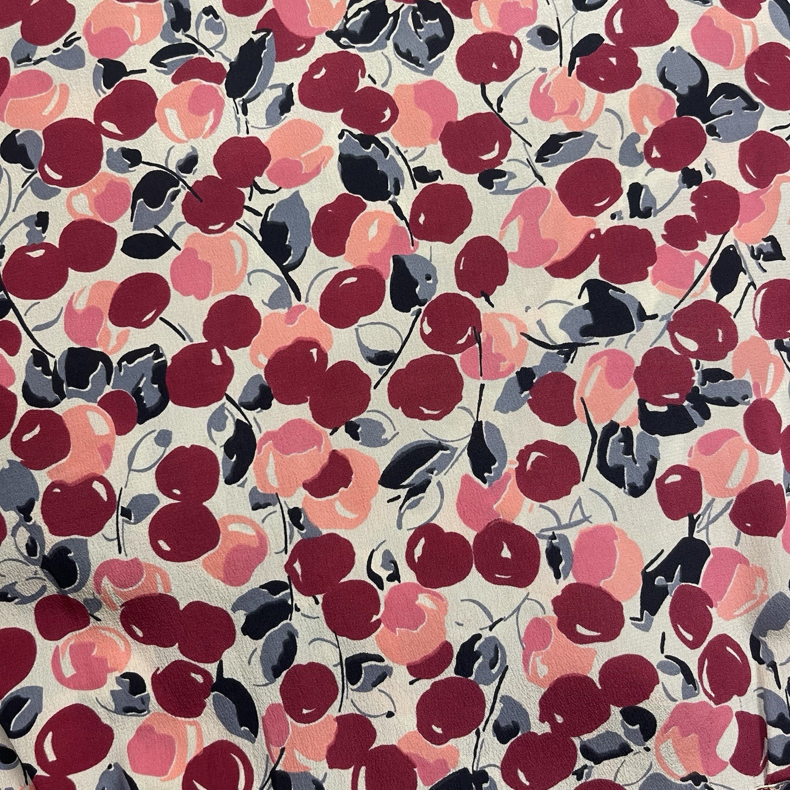 Vintage l 30s L Novelty Cherry Print Rayon Blouse Dress Fabric Remnant Repurpose