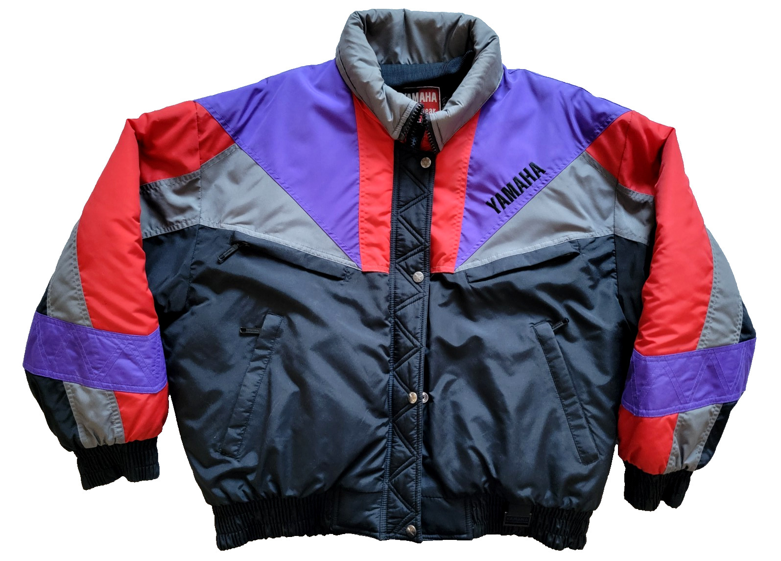 Vintage 90s YAMAHA Coat Jacket Black Purple Red Ladies XL Snowmobile SMB-94 Nice