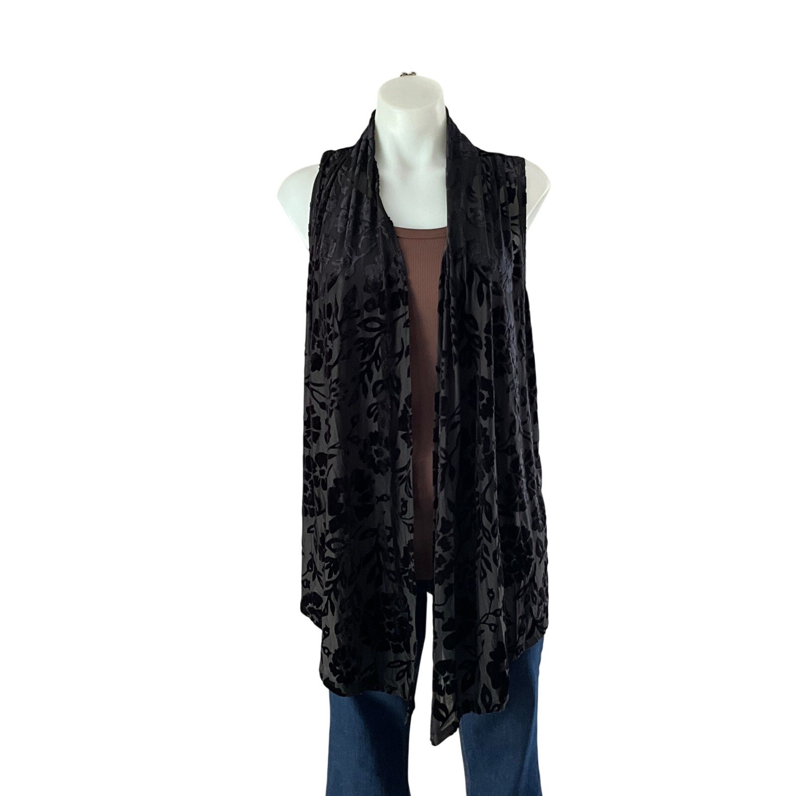 Logo Lavish Black Floral Velvet Duster: 90s, Y2K