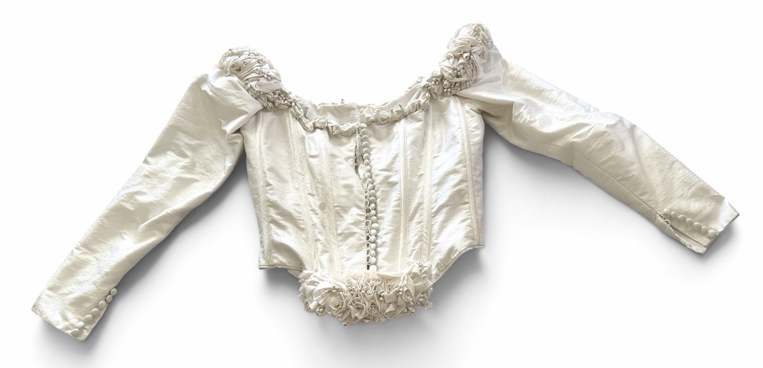 Anna Hernandez Handmade Bridal Corset Top XS/S Silk Victorian Style Long Sleeve