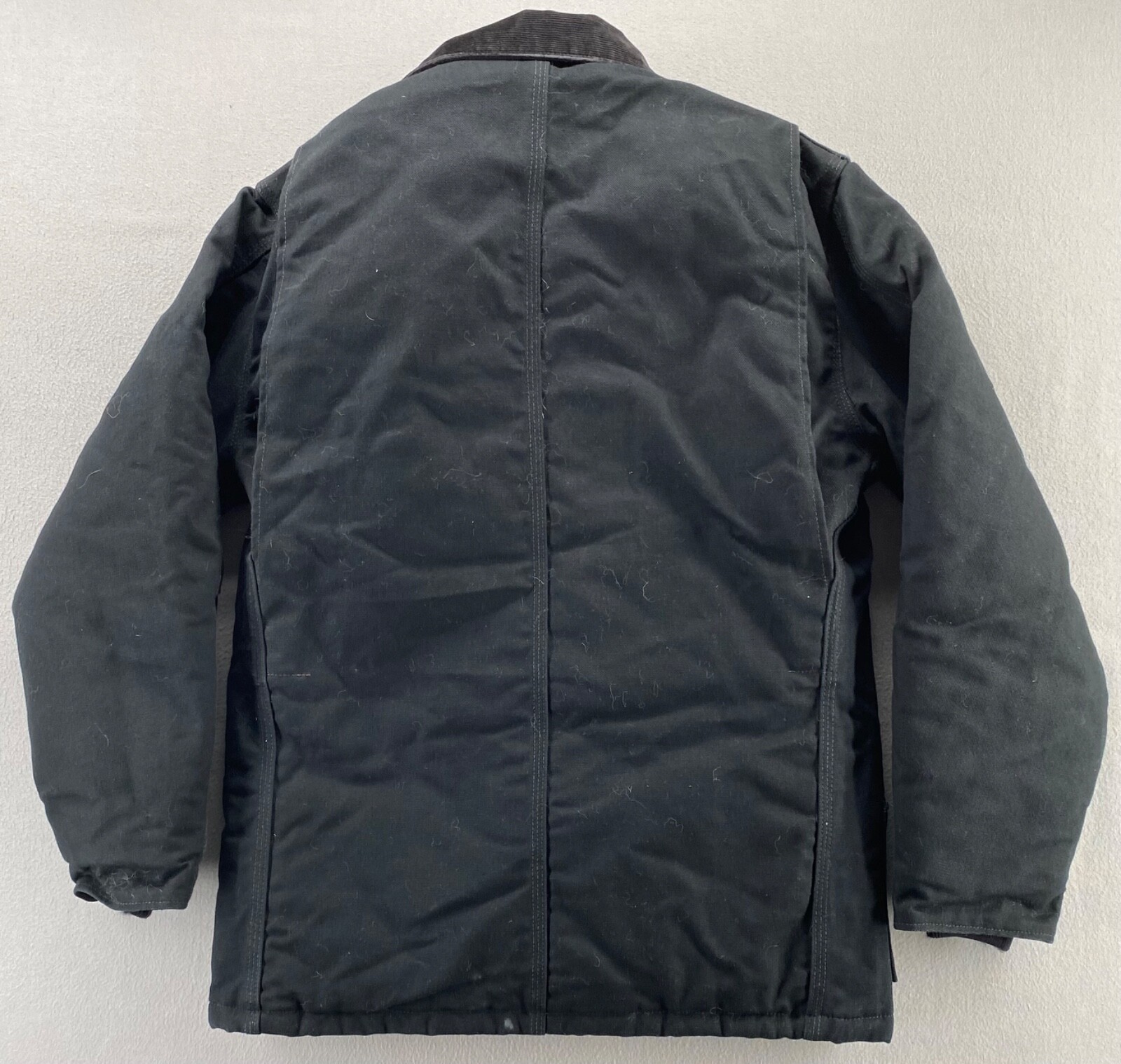 Carhartt Work Duck Chore Jacket Corduroy Collar Black Quilted Lined Canvas READ