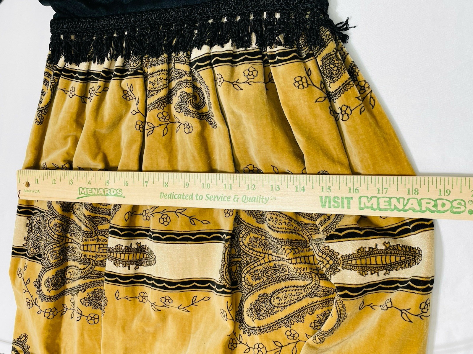 Marsal Park Ave Maxi Black Tan 70’s Paisley velvet Tassels Classic/boho Vtg Rare
