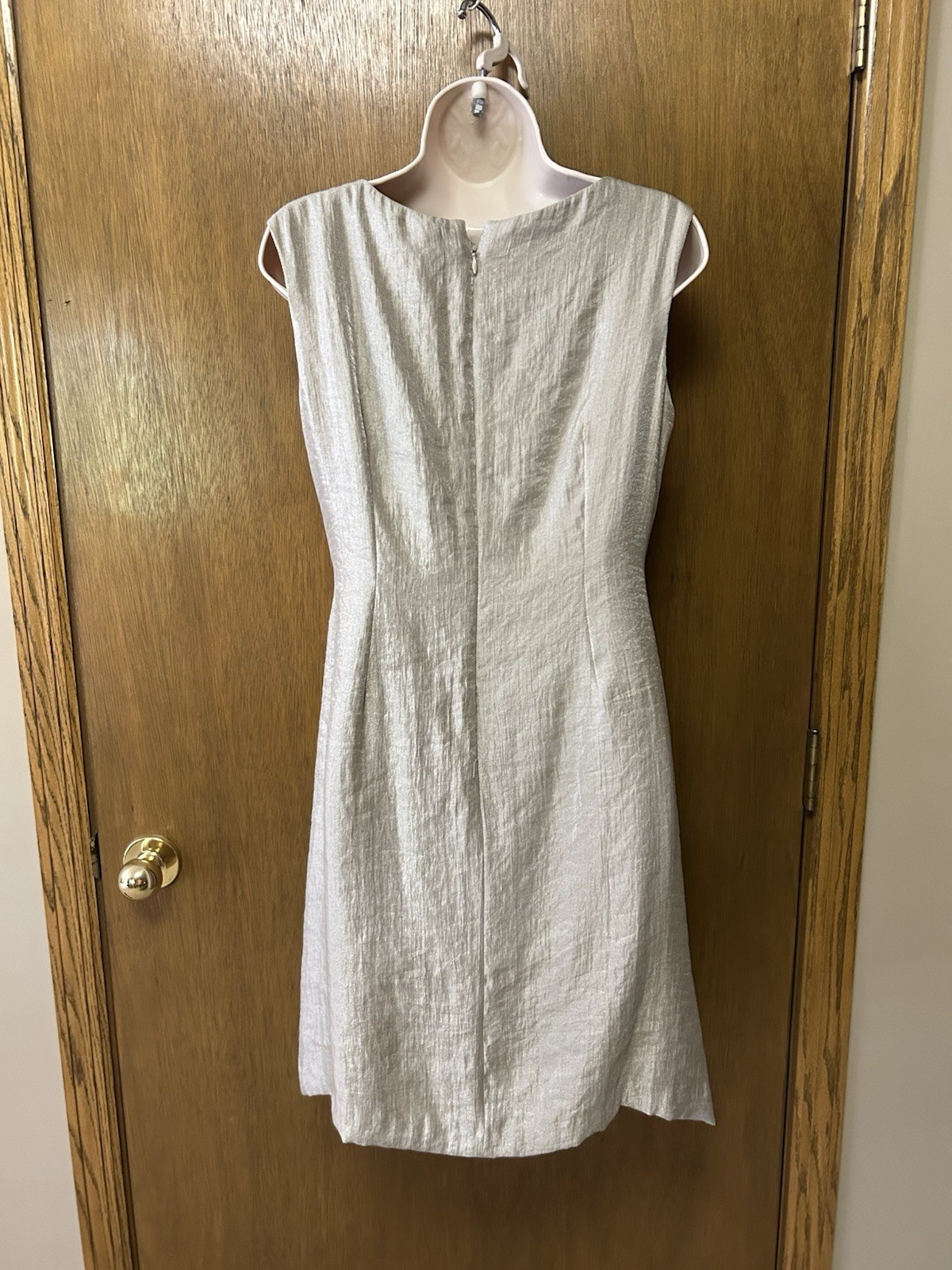 Vintage Y2K Suzi Chin Dress 10P 10 Pet Champagne Metallic Cascade front USA G25