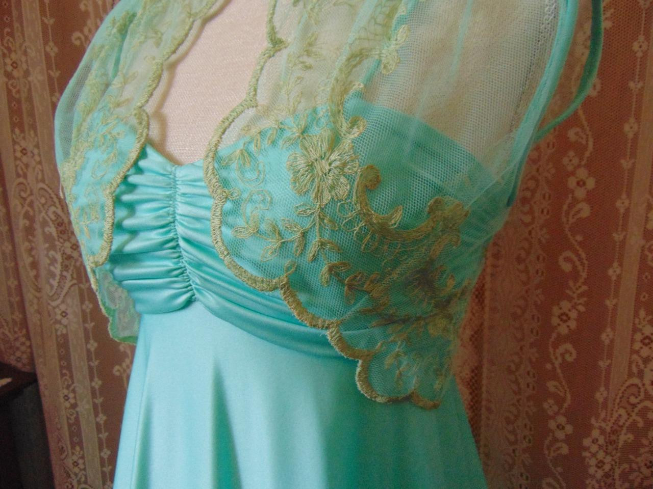 Vtg 70s Maxi Dress Lacey Bolero Top ILGWU Union Label 32B XS