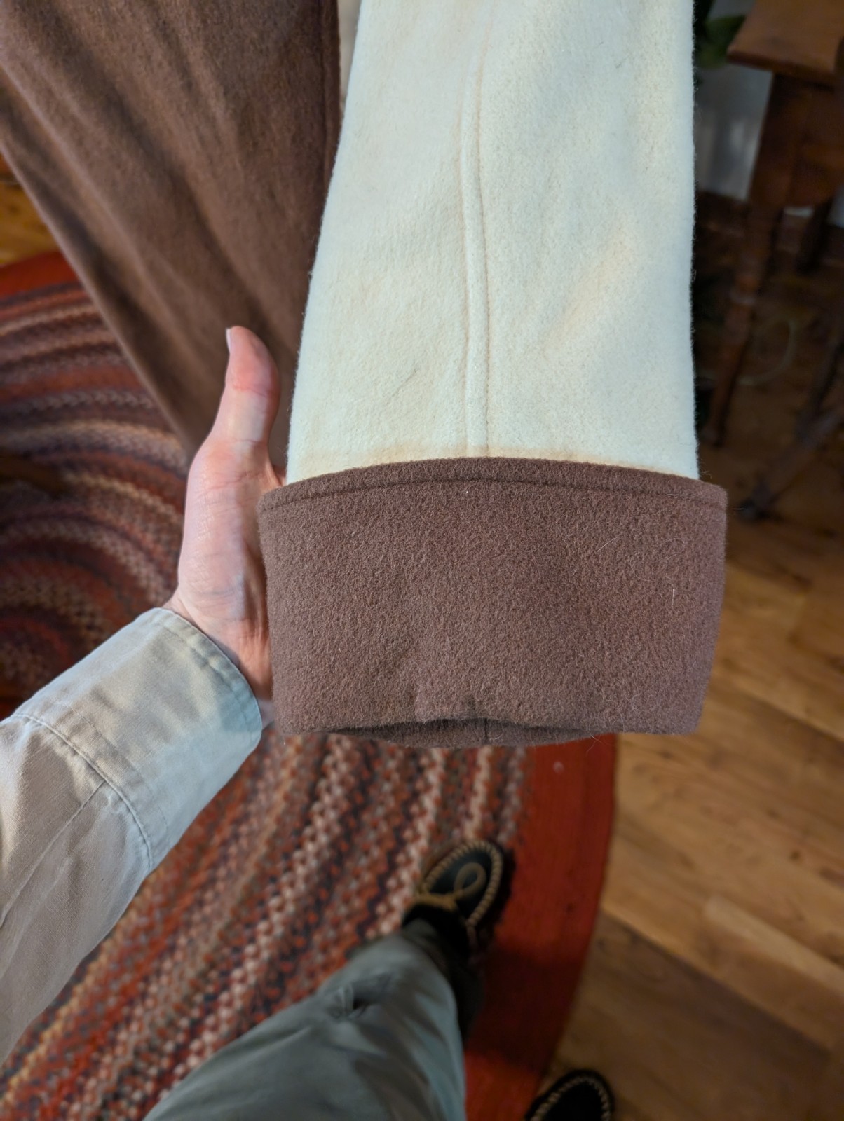 (m) SWINGING! 1960s Wool Swing Wrap Coat WINKELMAN’S Ivory Brown WOOL Vintage