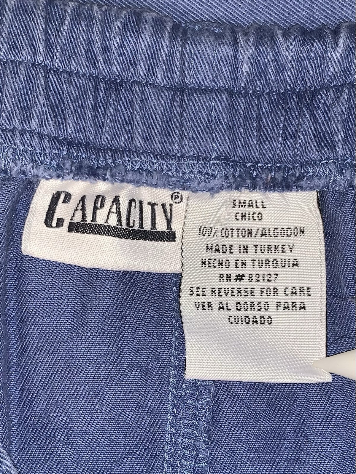A1 80s SMALL CAPACITY MAXI COTTON BLUE SKIRT FRONT BUTTON STRETCH COTTAGE CORE