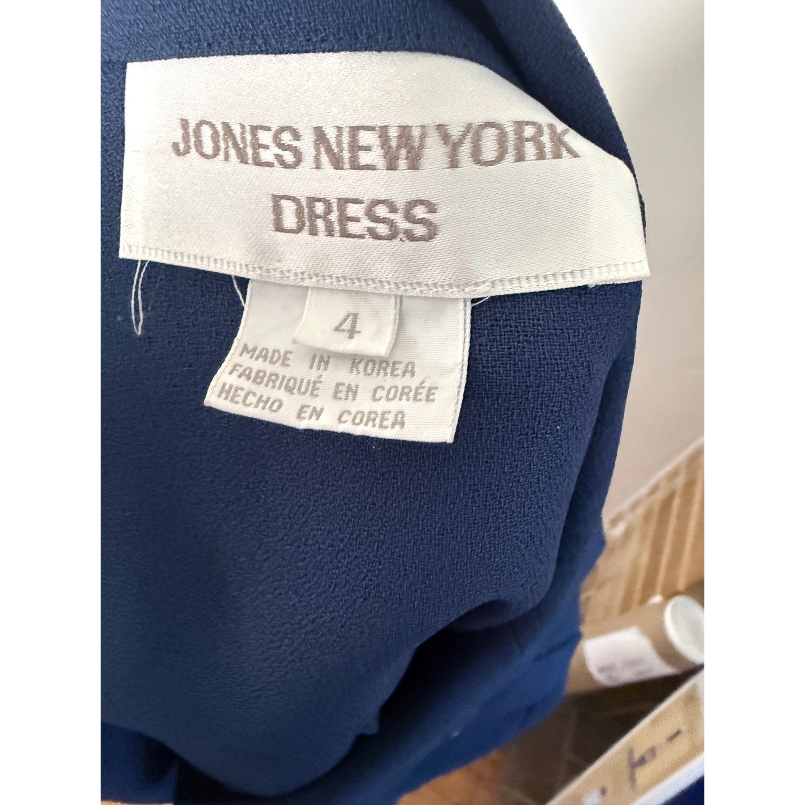 Vintage 80s 90s Jones New York Deadstock Blue Utility Mini Dress Gold Buttons