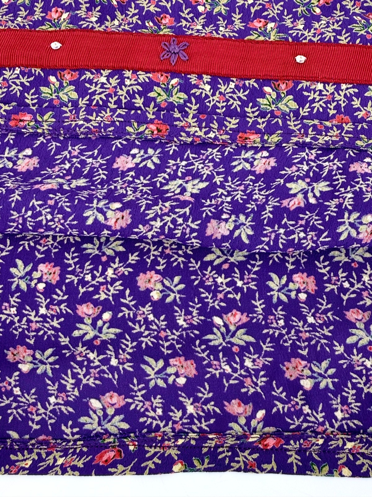 VTG 90s April Cornell Purple Ditsy Floral Rayon Maxi Shift Dress XL Cottagecore