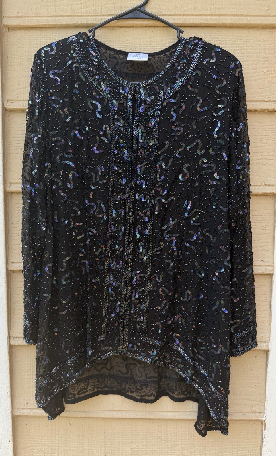 Black Silk Beaded Sequin Cardigan