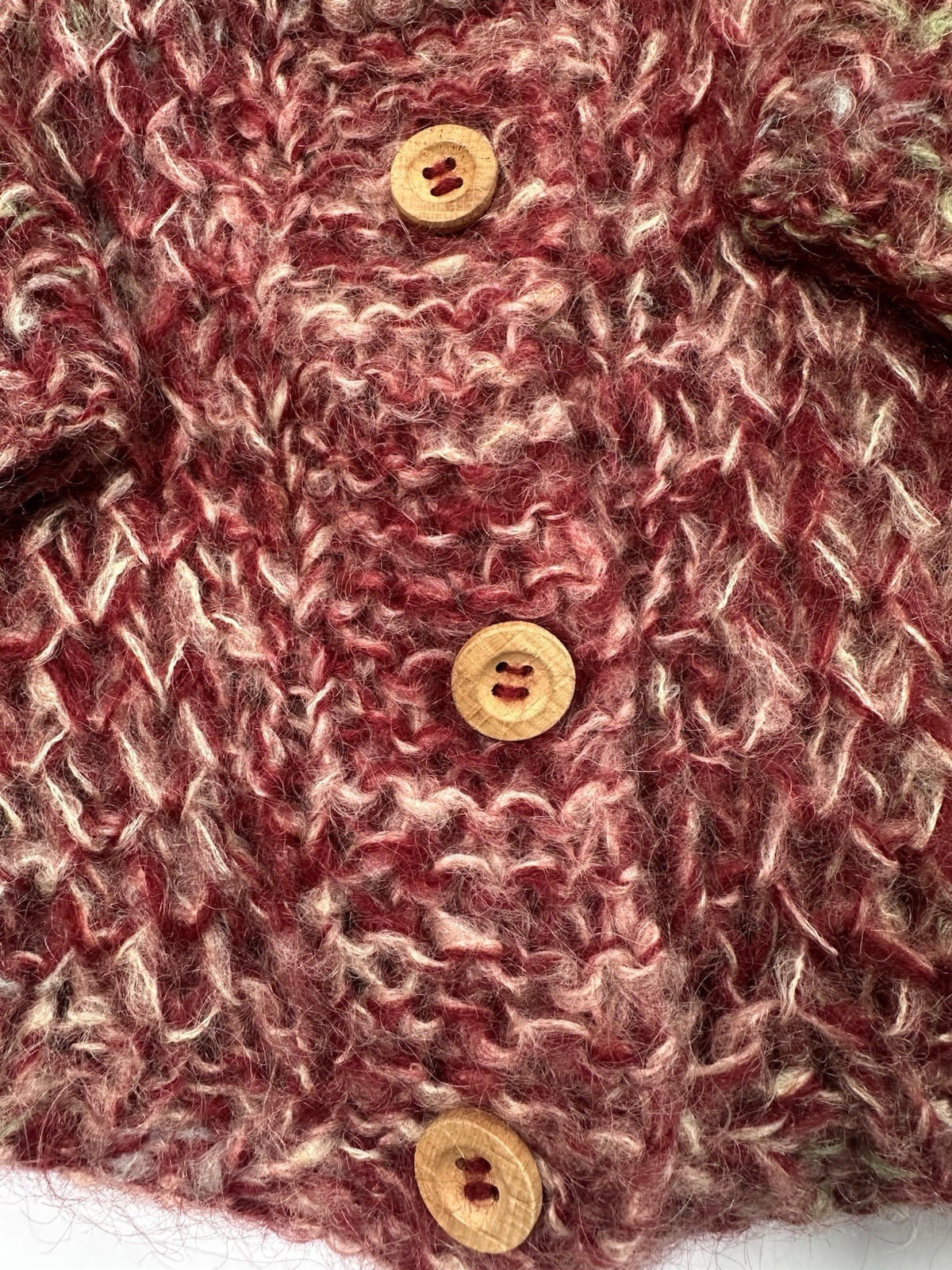 Rare! Vintage 1950’s Sweater Wool Mohair Thick Knit Made In Italy Wooden Buttons