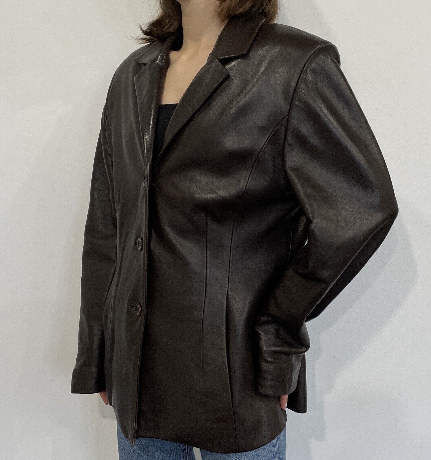 Vintage Versace Classic V2 Leather Brown Blazer Jacket Size 2XL