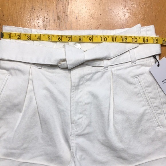 Forever 21 Summer Chic White Paperbag Denim Shorts Belted Pleated Front NWT