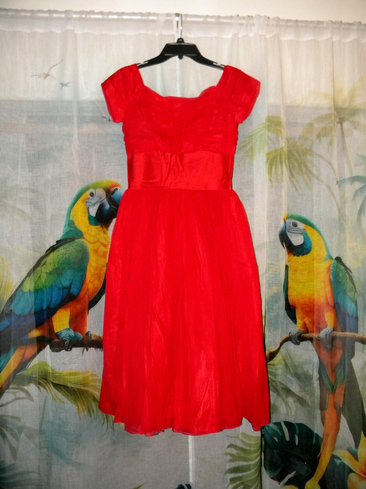 VTG LORRIE DEB WOMEN’S UNION MADE 100% SILK RED TULLE PARTY DRESS NWT SZ 13