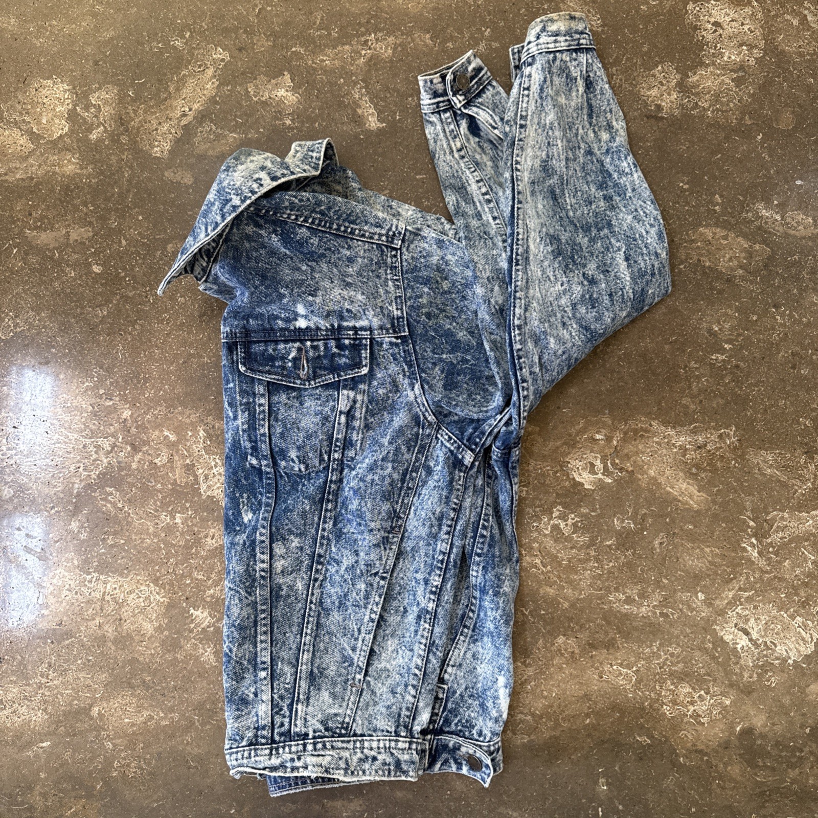 GET USED by ELIE Denim Jean Jacket VTG 90s Acid Wash Patchwork Medium