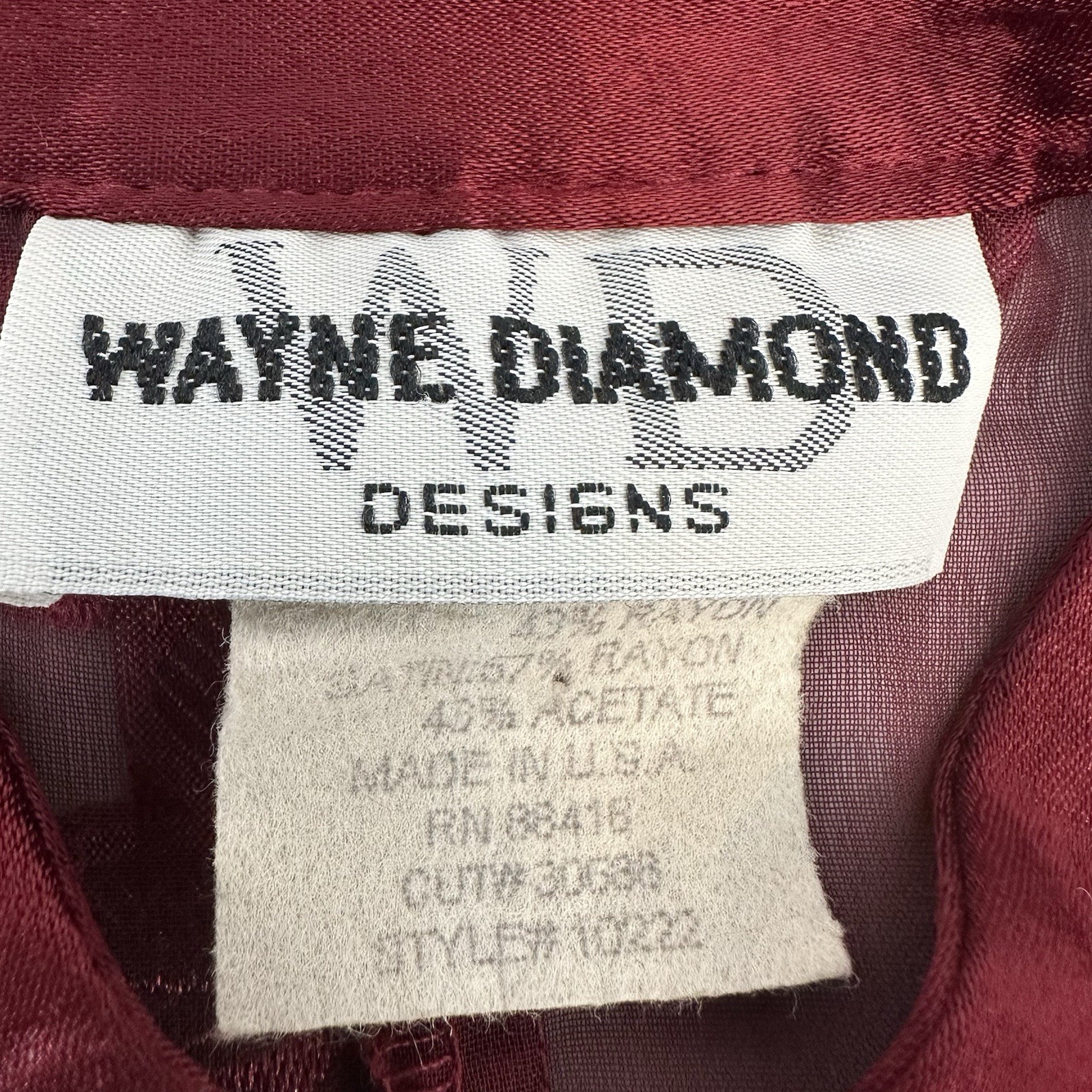 VTG Wayne Diamond Burgundy Cheongsam InspiredSheer DusterFrog Closure USA 8 READ