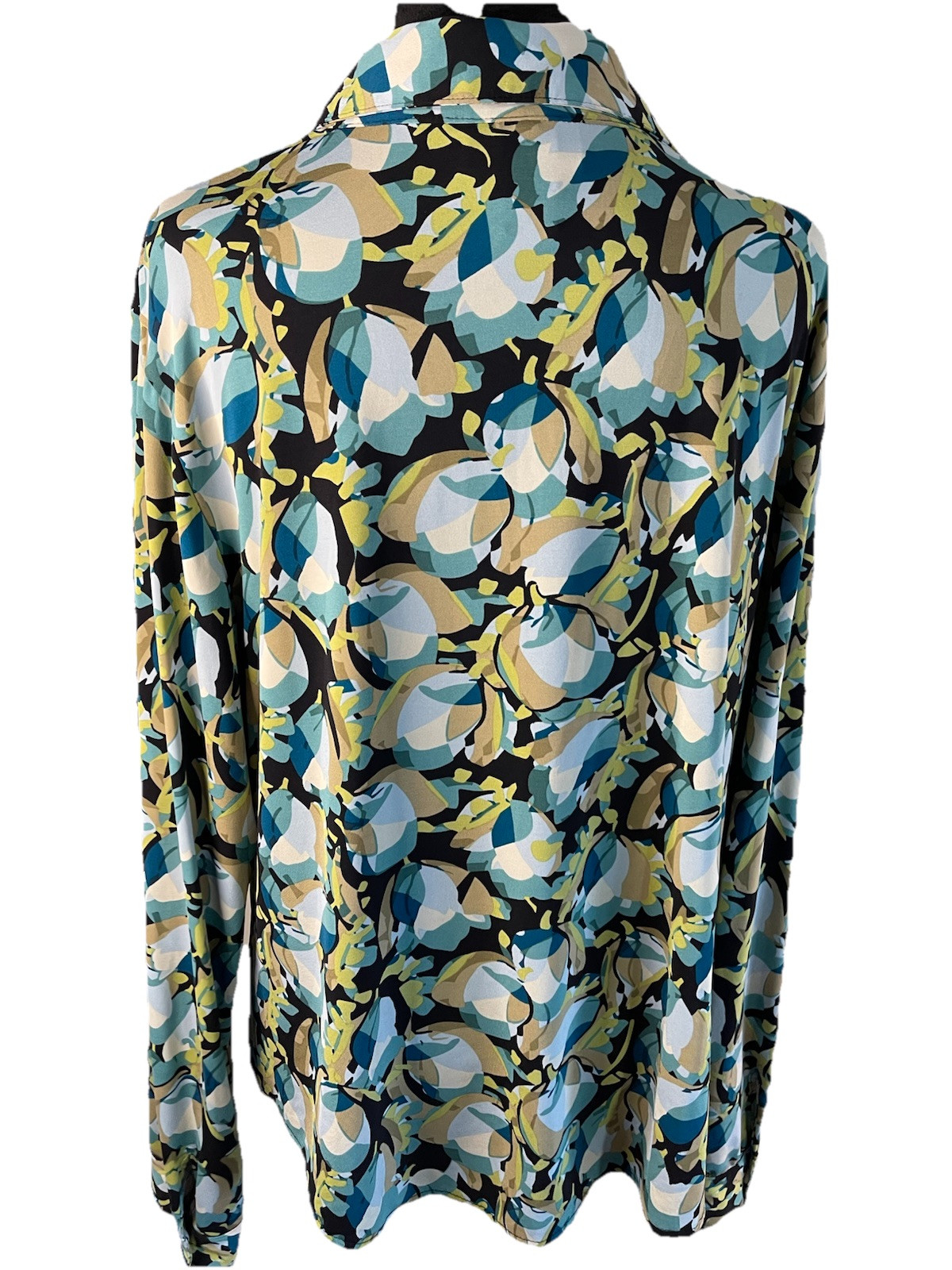 Lane Bryant Button Up Blouse-polyester Spandex Size 14/16-Y2K-90s-blue Green