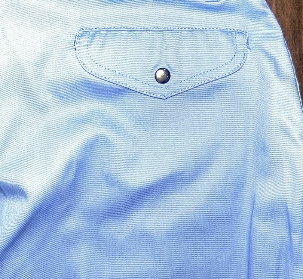 Vintage 80s Hunters Glen Pants Pleated Sz 16 Light Blue Snap Belt Hong Kong