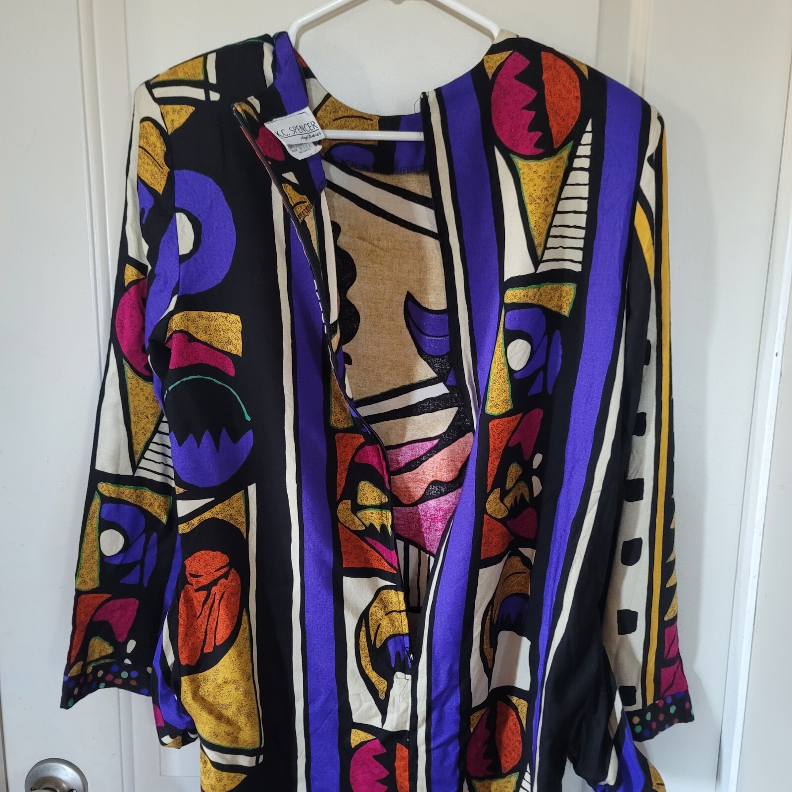 Vintage K.C. Spencer Amy Dietrich Dress 1990 Long Sleeve Tunic Multicolored