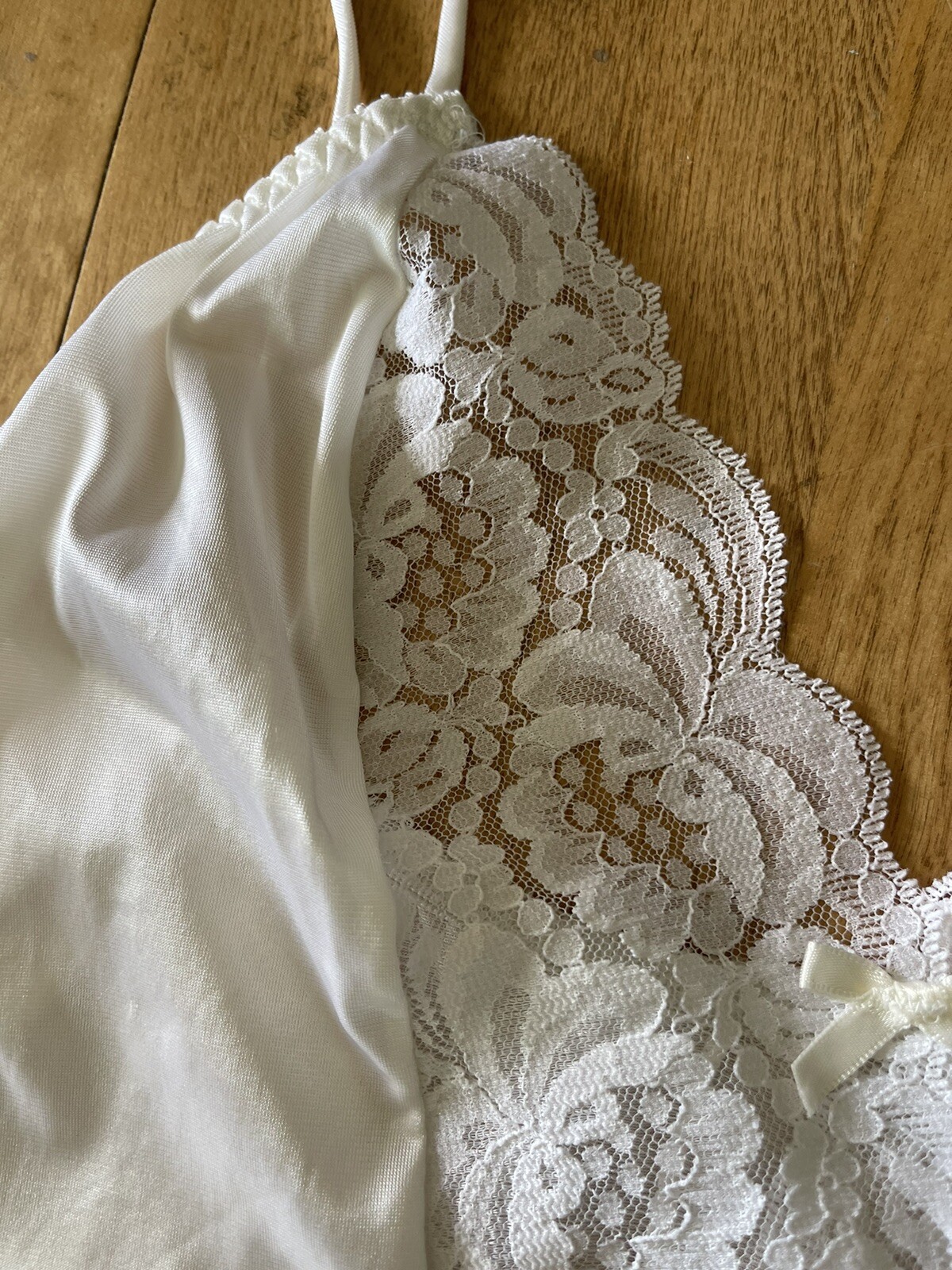 Vintage Darling Lingerie Semi Sheer Nylon Lace Slip Dress Size S Cottagecore