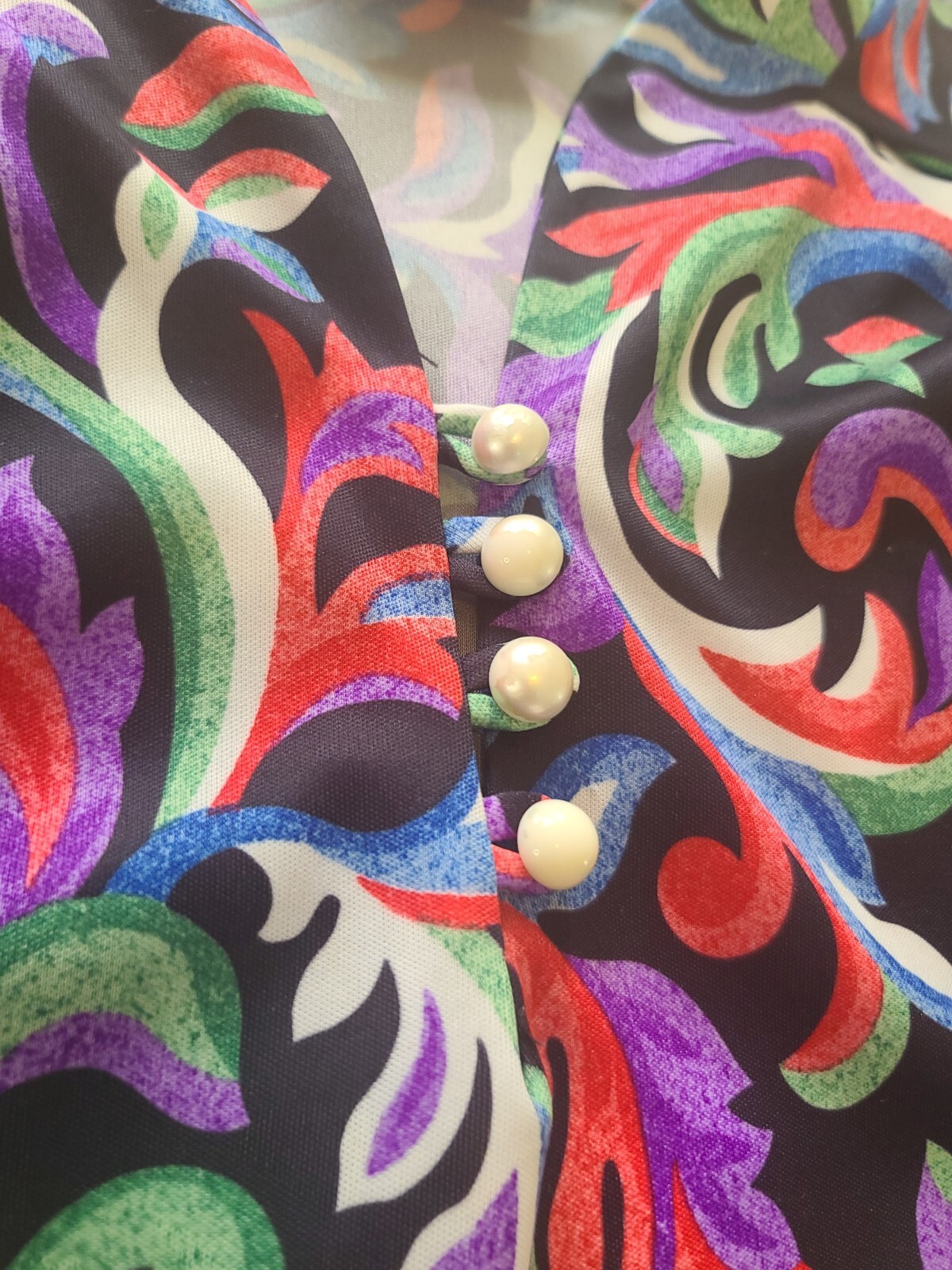 JoRo Vintage Retro 80s Women’s Paisley Short Sleeve Blouse Cottagecore XL
