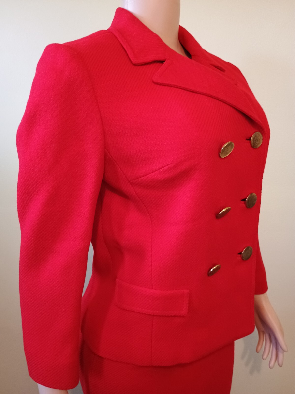 Vintage 1960’s Jacobson’s By Bardley Red Wool Skirt Suit Small