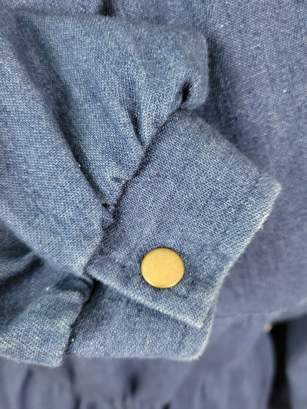 Vintage Impromptu Denim Dress w Snap Gathered Bib & Elastic Waist Size 9/10