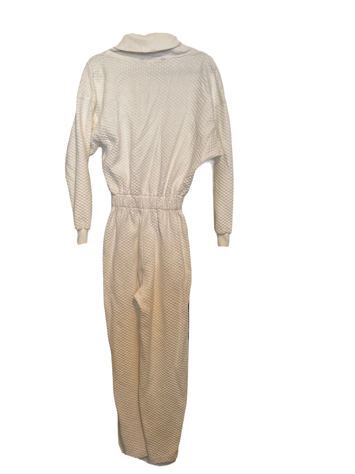 Seattle Gear 80s Vintage Jumpsuit Women’s White Ribbed Waffle Retro Moto Size S