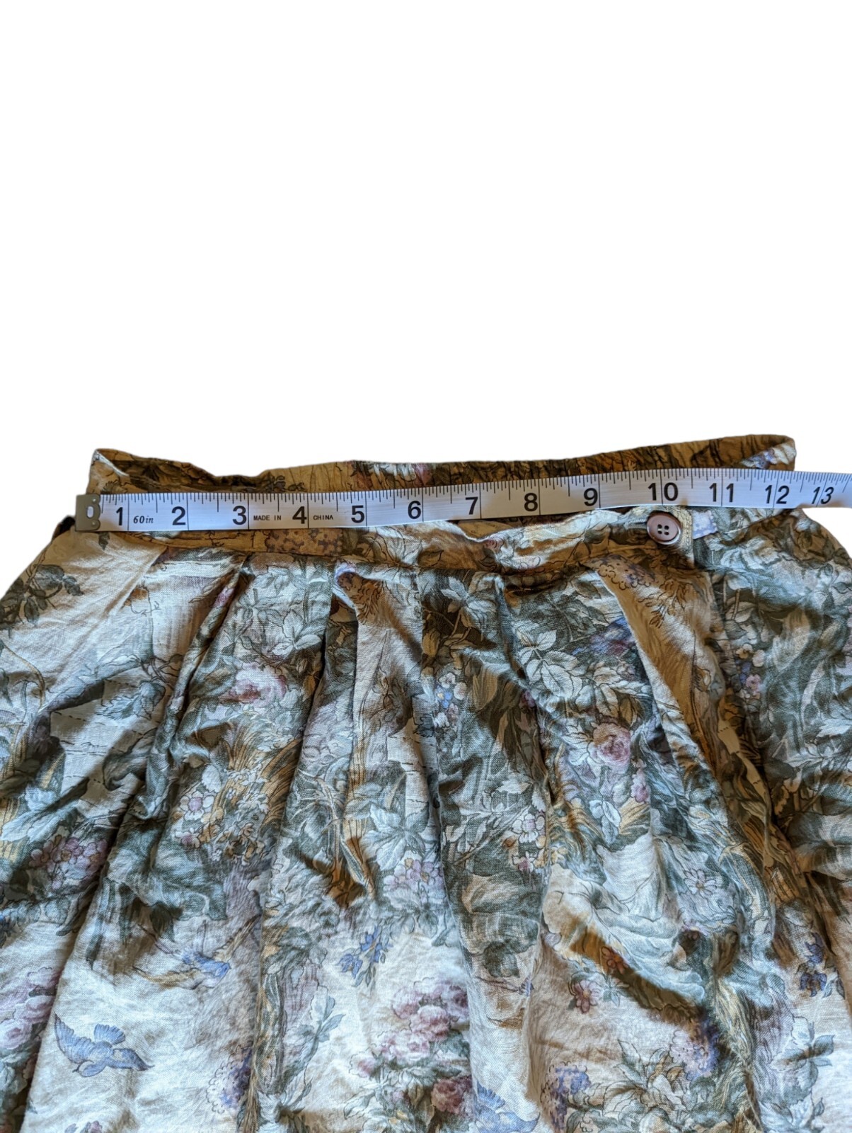 Vintage Lombardi Inc Bluebird English Garden Print Cotton Novelty Skirt Size 6