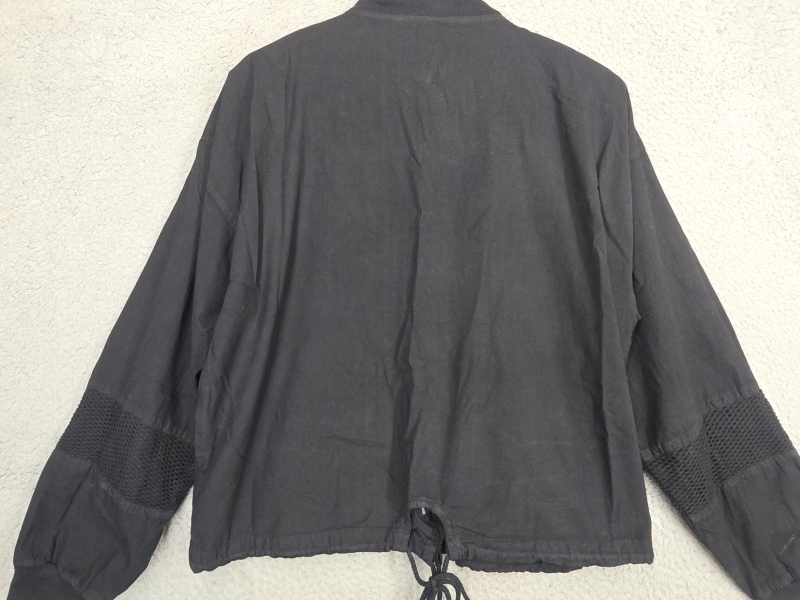 Vintage Grunge Jacket Medium Black Goth 1990s Black Mesh Panels Oversize Great