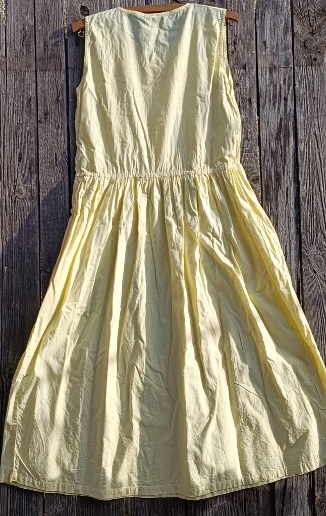 Vintage Vestro Dress Womens 36 38 Lemon Yellow Italy Pintuck Retro 70s Summer