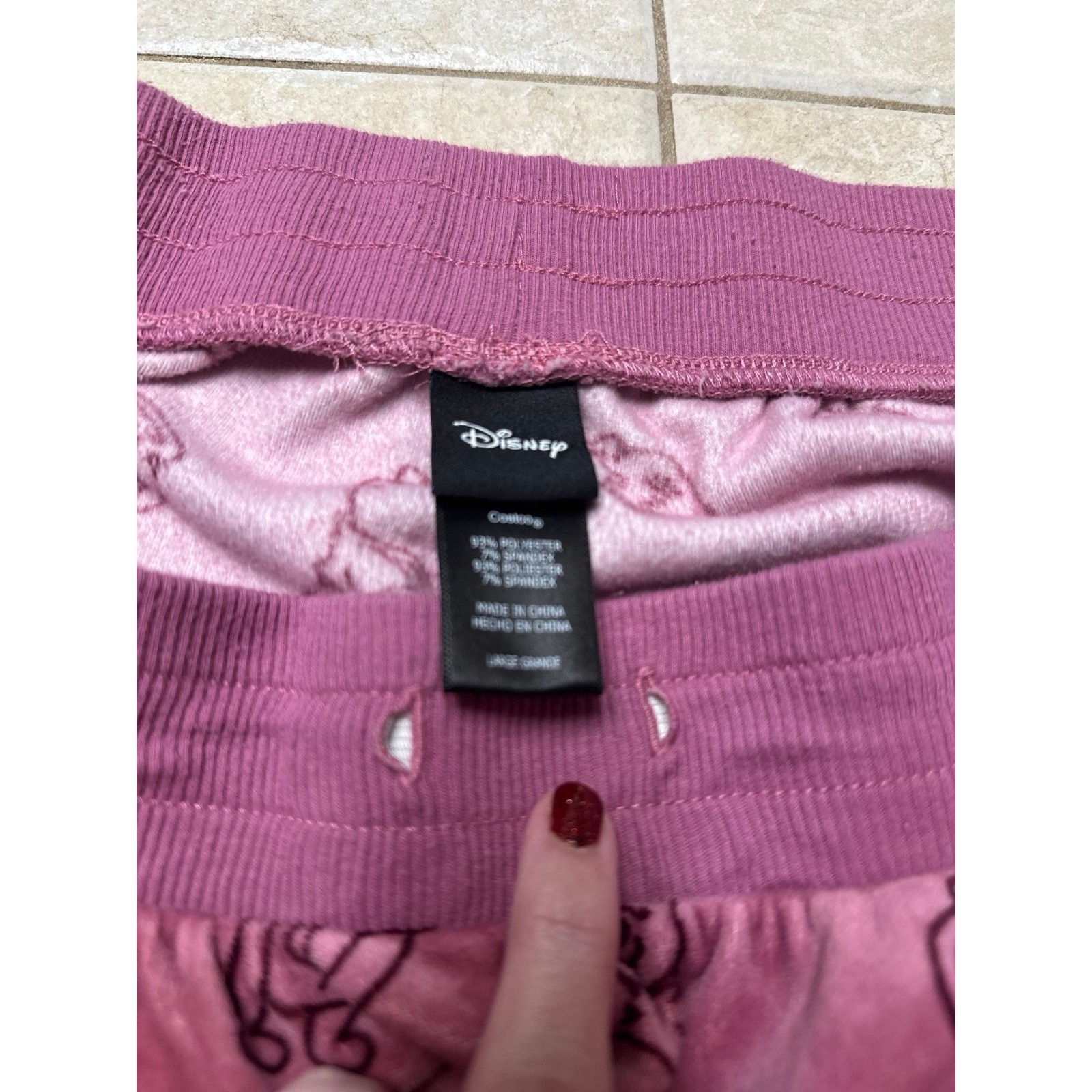 Disney Winnie the Pooh Velour Pants, Size Large, Pink