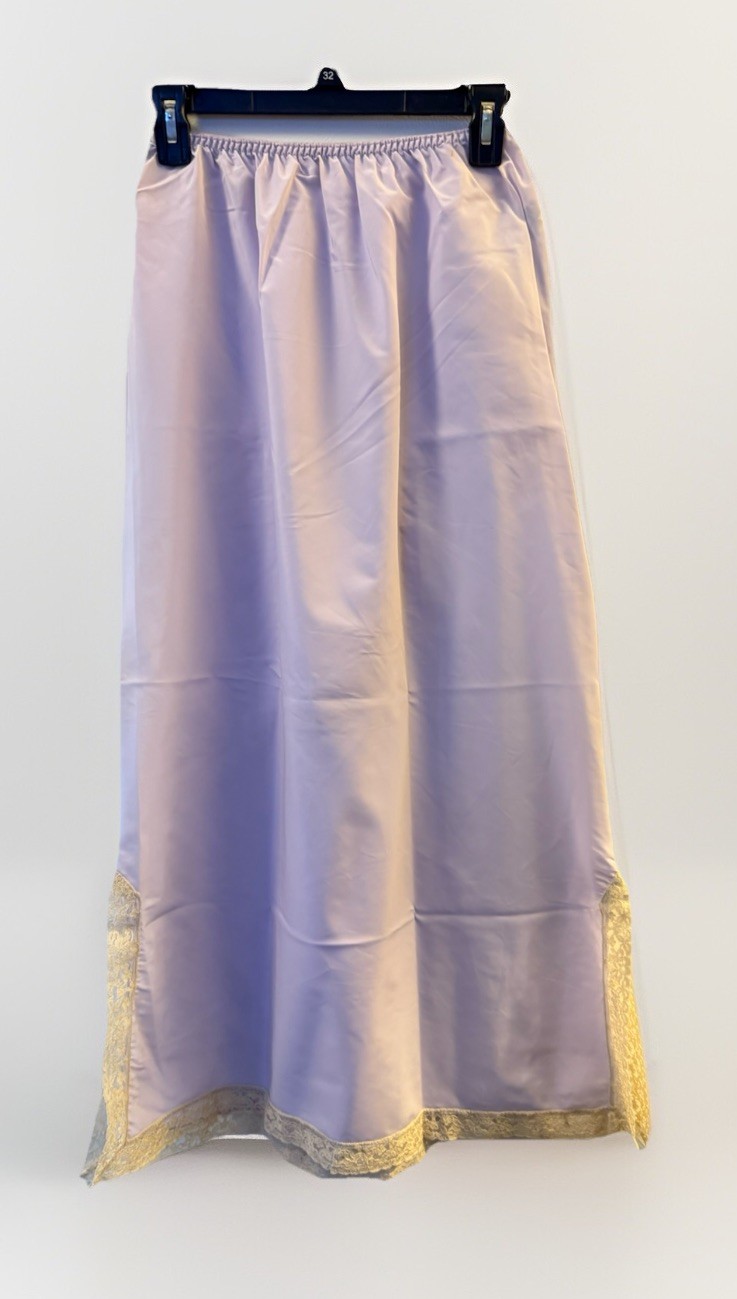 Vintage Opera Lilac Purple With Lace Trim Maxi Half Slip Skirt Size Med