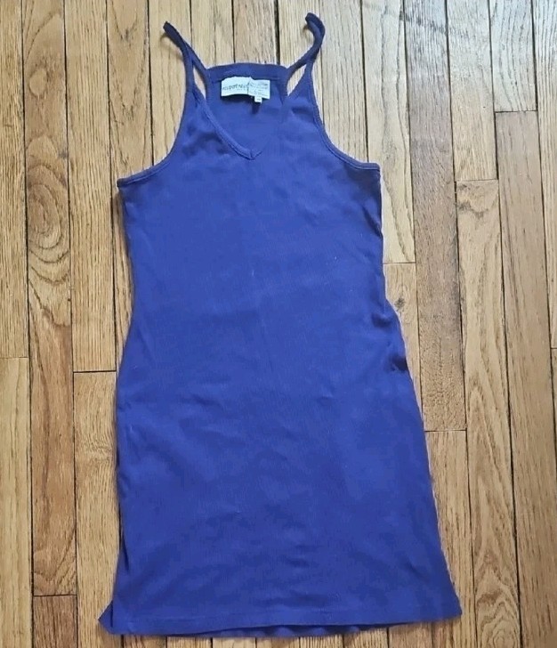 NEWPORT NEWS Y2k Purple Ribbed Tank sun summer spring Dress