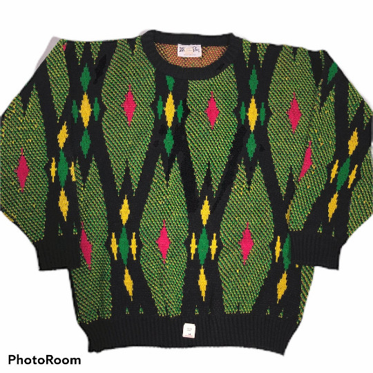 NOS New Vtg 90’s Helen Sue Green STATIC ELECTRICITY Jumper Knit HiP HoP Sweater