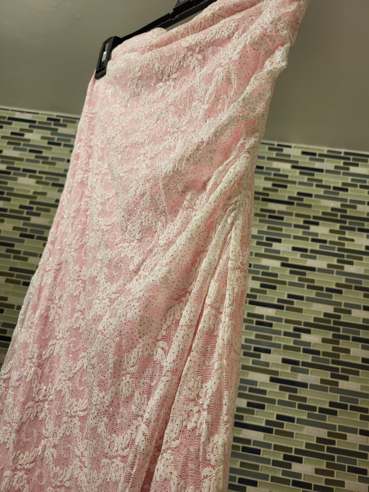 VTG 90s SPARKLY LACE STRAPLESS DRESS Pink & White NEW WITH TAGS + FREE SHIPPING!