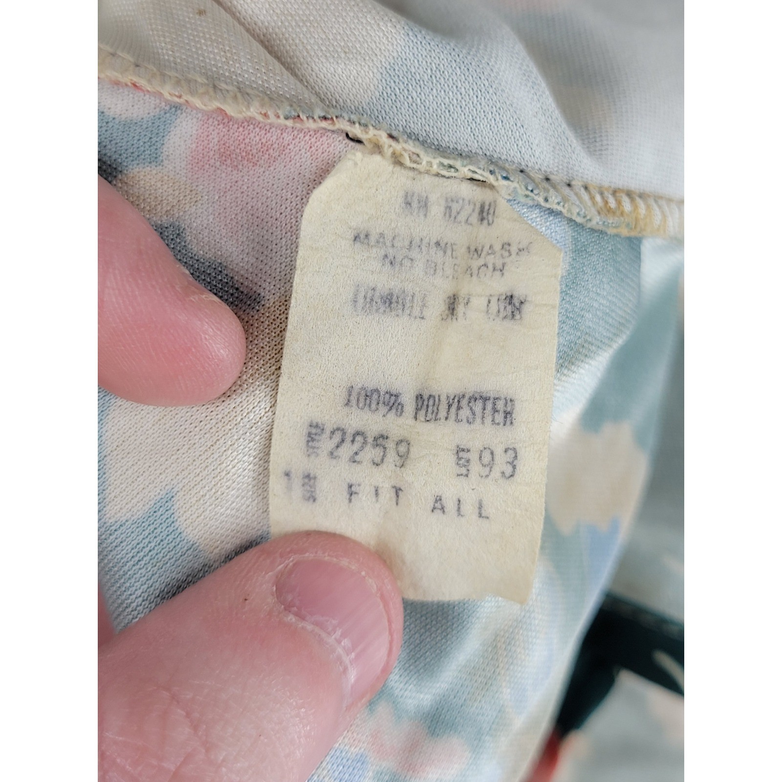Vintage Floral Loungedress Nightgown Green Pink Blue One Size Fit All