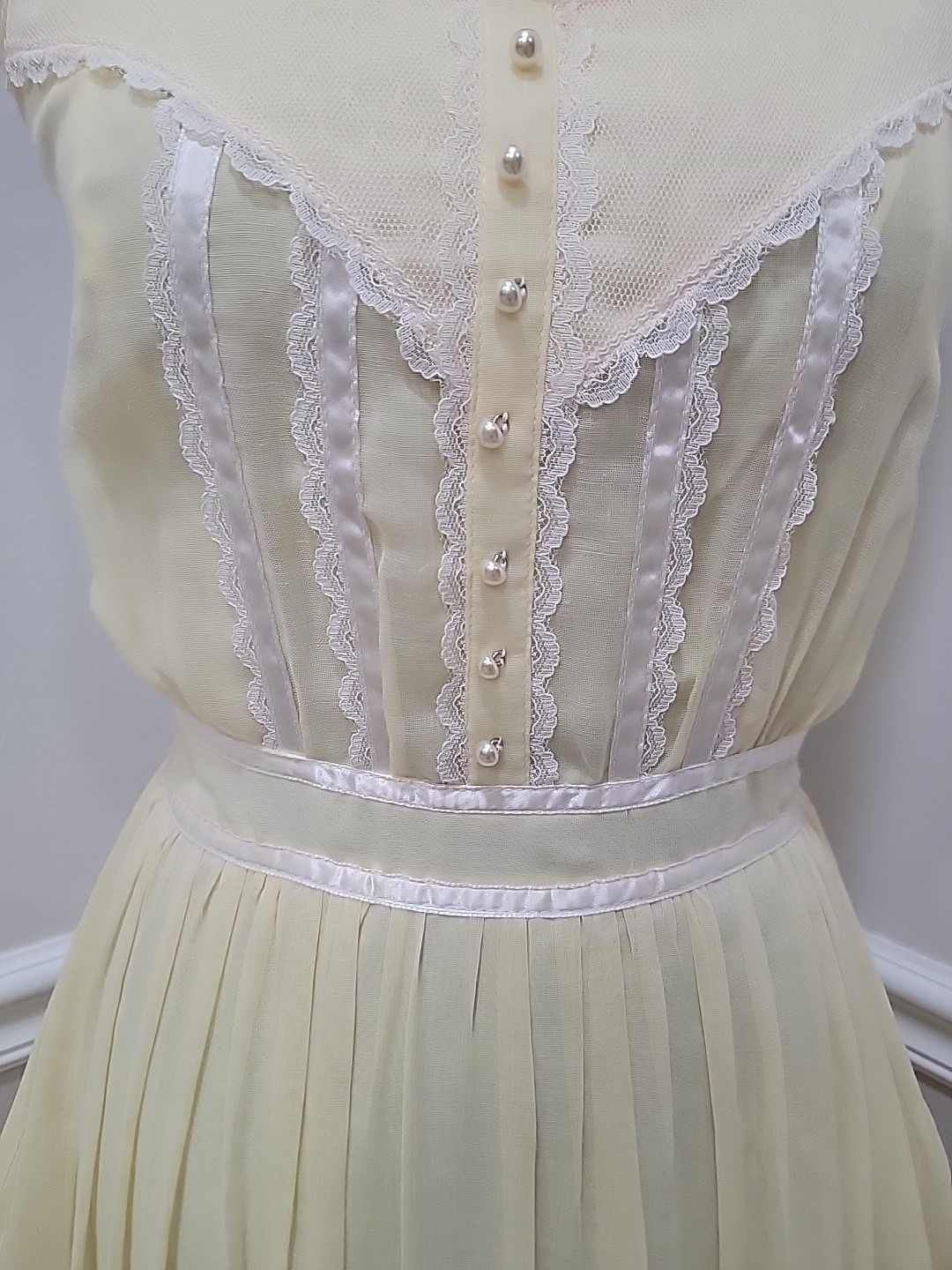 VTG 70s Gunne Sax Yellow Prairie Sundress Cottage Country Maxi