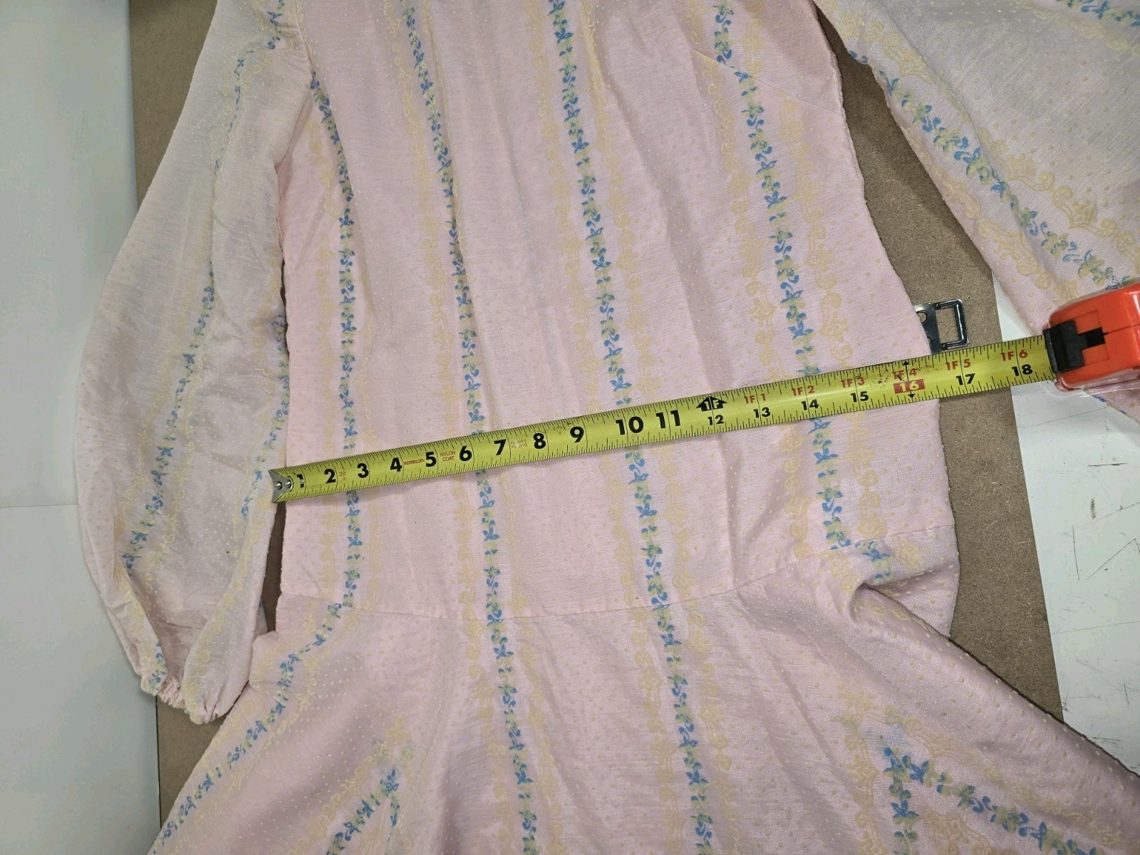 Vintage handmade Pink cotton blue accented Dress