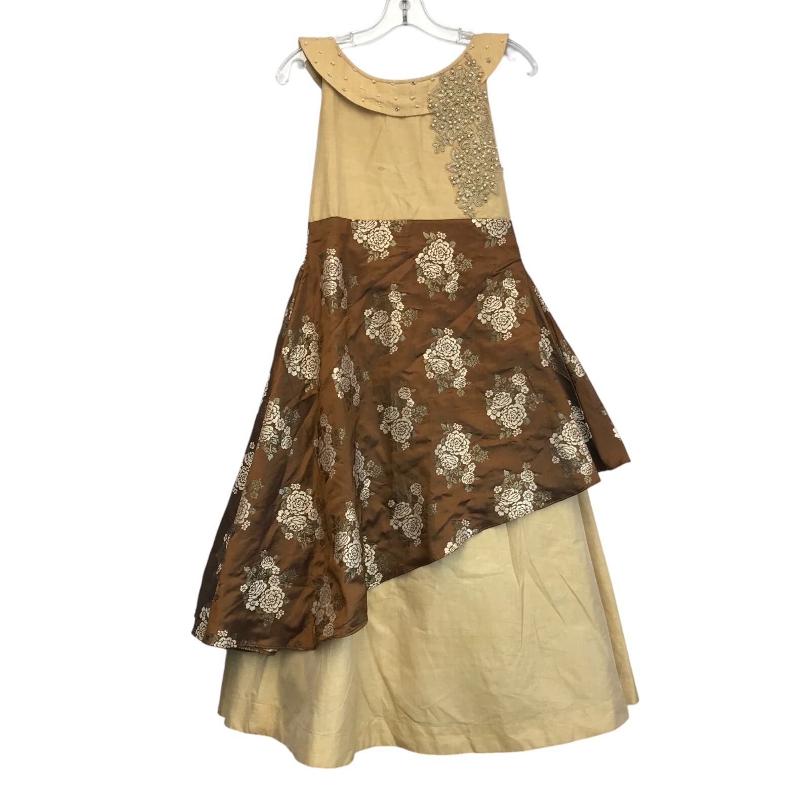 Vintage 50’s Dress Size 2 Fit Flare Embroidered Pearl Lace Sleeveless Lined