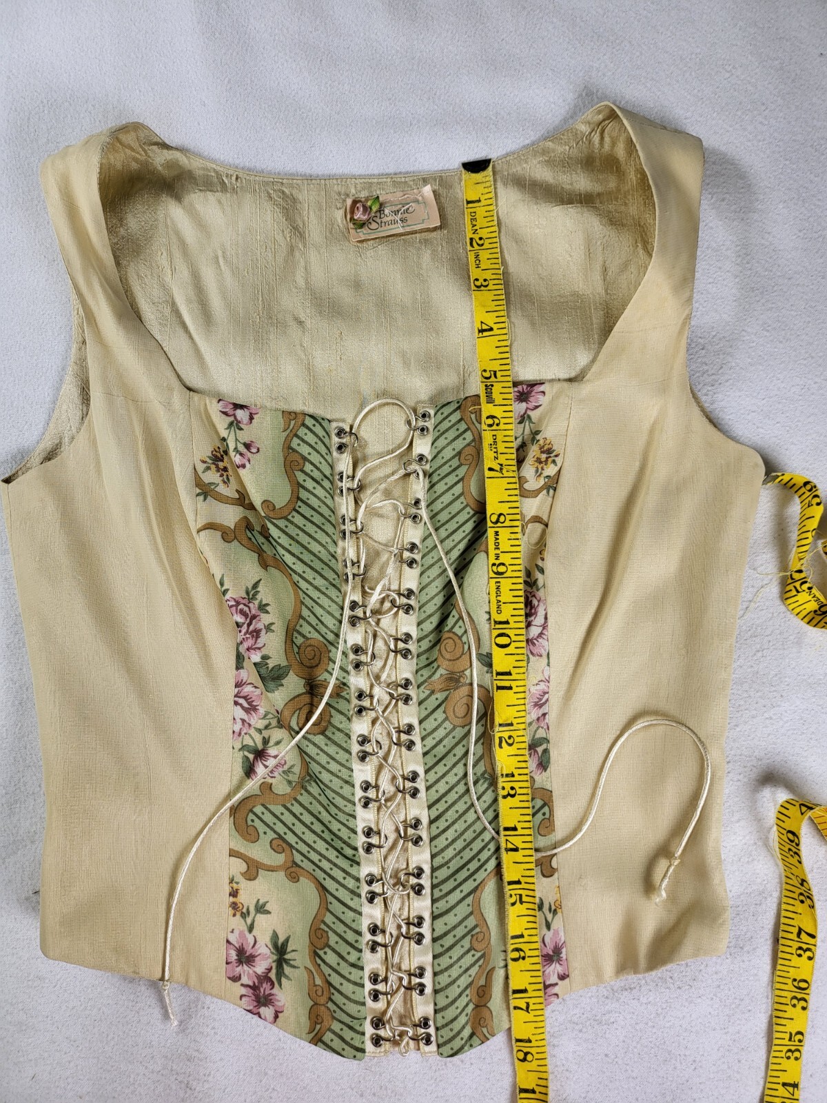 VTG Bonnie Strauss Corset Top and Silk Skirt floral Renaissance Theater Fairy